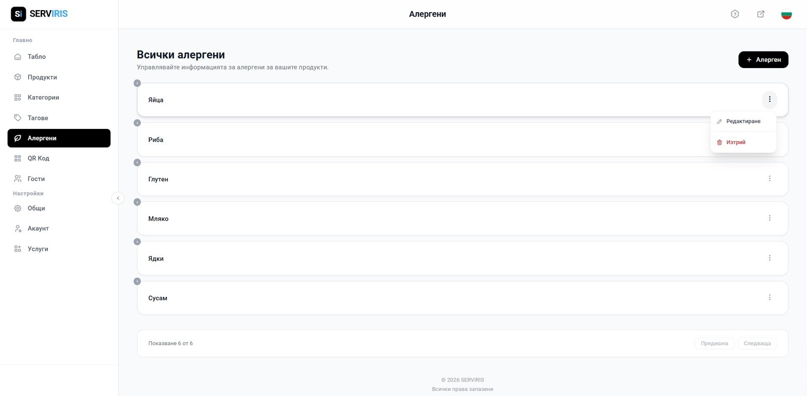 Allergens Management